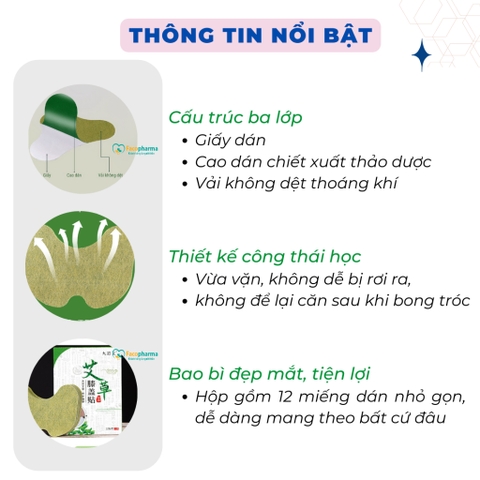 Miếng dán ngải cứu vai gáy cao cấp Aicaojingzhuitie hộp 12 miếng