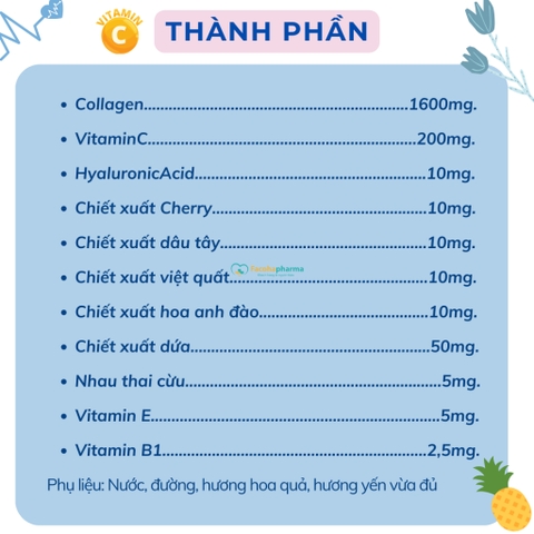 Nước uống trắng da Collagen 9X Plus 16000 cung cấp vitamin C nhau thai cừu giúp sáng da chống lão hóa mất ngủ chai 50ml