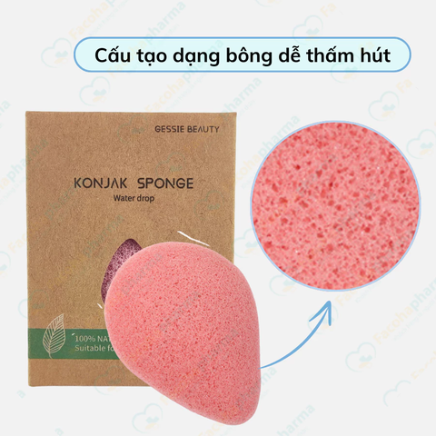 Bông rửa mặt bọt biển Konjak dụng cụ chăm sóc da mặt rửa mặt làm sạch sâu tự nhiên tẩy tế bào chết da mặt