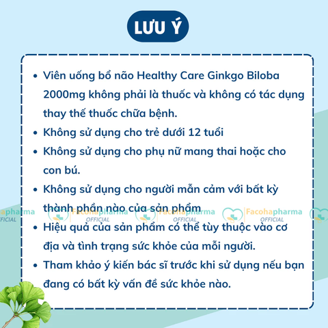 Bổ não ginko biloba Healthy Care giúp cải thiện mất ngủ, tăng tuần hoàn máu não, cải thiện đâu đầu suy giảm trí nhớ