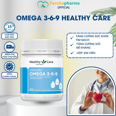 Viên uống Healthy Care Omega 3-6-9 hỗ trợ tim mạch giúp tăng cường thị lực và sức đề kháng