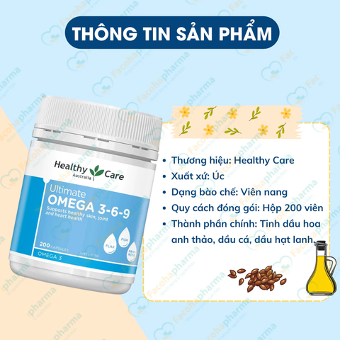 Viên uống Healthy Care Omega 3-6-9 hỗ trợ tim mạch giúp tăng cường thị lực và sức đề kháng
