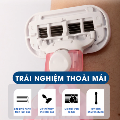 Dao cạo lông body cho nữ 4 lưỡi giúp cạo lông sát hơn đem lại làm da mềm mịn có hộp đựng tiện lợi