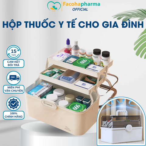 Hộp đựng thuốc gia đình tiện lợi 3 tầng gọn nhẹ có thể mang đi du lịch và thay thế tủ thuốc gia đình