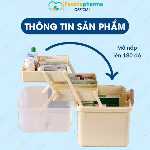 Hộp đựng thuốc gia đình tiện lợi 3 tầng gọn nhẹ có thể mang đi du lịch và thay thế tủ thuốc gia đình