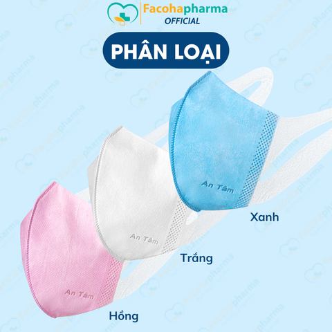 Khẩu trang y tế 3D mask An Tâm hộp 50 cái khẩu trang chống bụi mịn thoáng khí dành cho người lớn