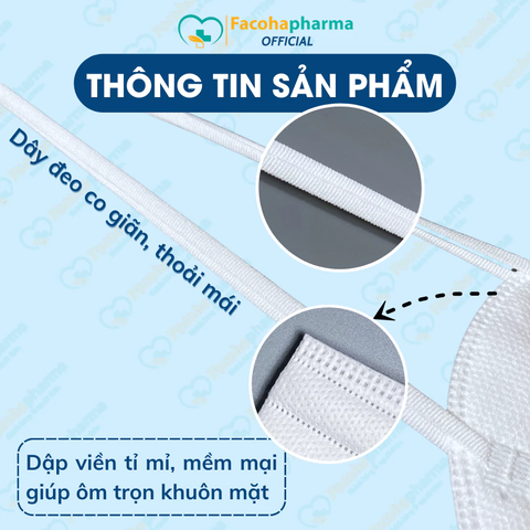 Khẩu trang y tế 4 lớp 3DN95 Khánh An hộp 10 cái khẩu trang trắng chống bụi mịn dành cho người lớn