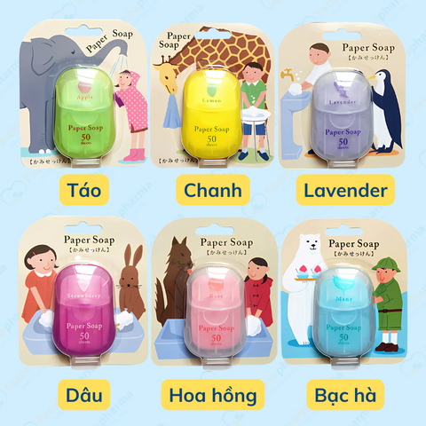 Xà phòng giấy rửa tay hộp 50 miếng Paper Soap dùng một lần