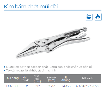 DongCheng Kìm bấm chết mũi nhọn D071605 - Size 9'