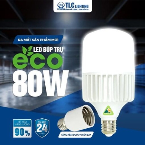 Đèn led búp trụ Eco 80W trắng