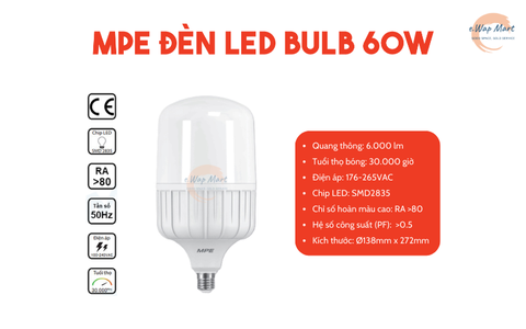 MPE Đèn LED bulb 60W trắng