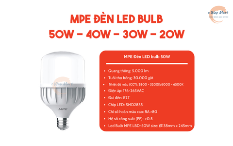 MPE Đèn LED bulb 50W trắng