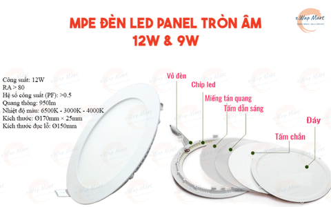 MPE Đèn LED panel tròn âm 12W trắng