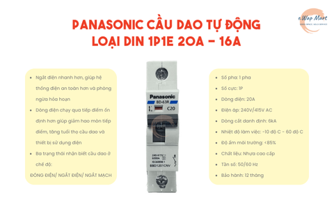 Panasonic Cầu dao tự động loại DIN 1P1E 16A