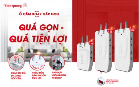 Điện Quang Ổ cắm xoay gấp gọn ESK RT W3 (3 lỗ, màu trắng)