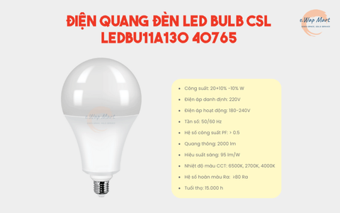 Điện Quang Đèn LED bulb CSL LEDBU11A130 40765 (40W daylight, chụp cầu mờ)