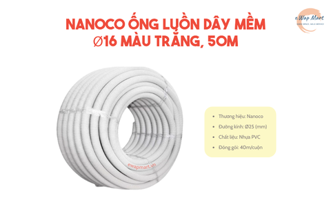 nanoco Ống luồn dây mềm Ø 16 màu trắng, 50m