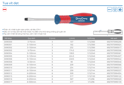 DongCheng Tua vít dẹt D090301 - Size 3×100mm