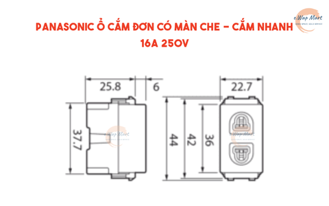 Panasonic Ổ cắm đơn có màn che - cắm nhanh 16A 250V