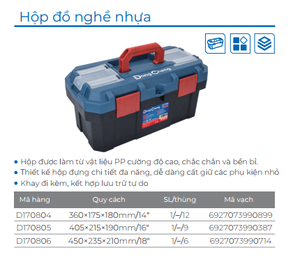 DongCheng Hộp đồ nghề nhựa D170806 - Size 450×235×210mm/18″