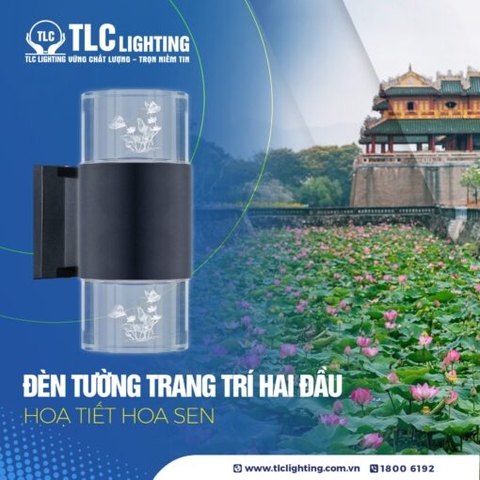 TLC Đèn trang trí hai đầu họa tiết Hoa Sen 14W thân đen - vàng