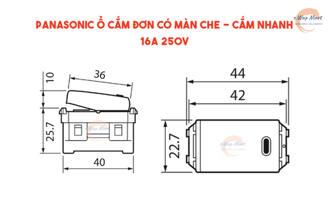 Panasonic Công tắc B, 1 chiều, cắm nhanh 16AX 250V