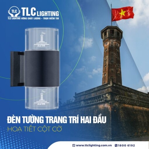 TLC Đèn trang trí hai đầu họa tiết Cột cờ Hà Nội 14W thân đen - vàng