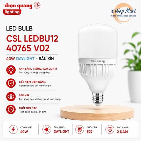 Điện Quang Đèn LED bulb công suất lớn LEDBU12 40765 V02 (40W ánh sáng trắng, bầu kín)