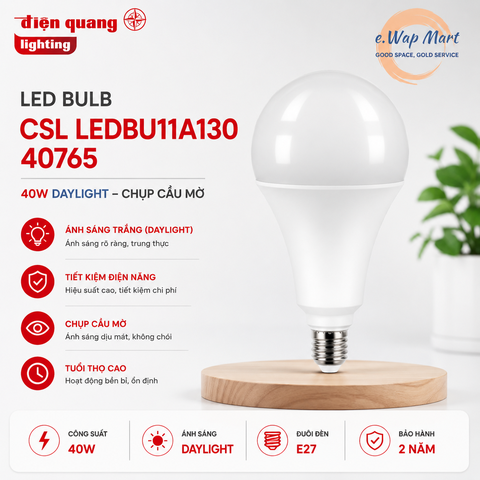 Điện Quang Đèn LED bulb CSL LEDBU11A130 40765 (40W daylight, chụp cầu mờ)