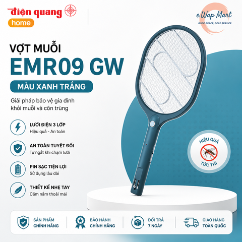 Điện Quang Vợt muỗi EMR09 GW (pin lithium, màu xanh trắng)