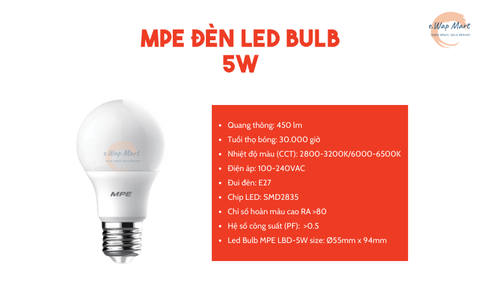 MPE Đèn LED bulb 7W trắng