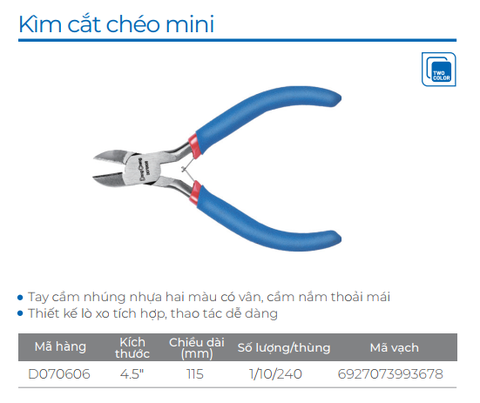 DongCheng Kìm cắt chéo mini D070606 - Size 4.5'