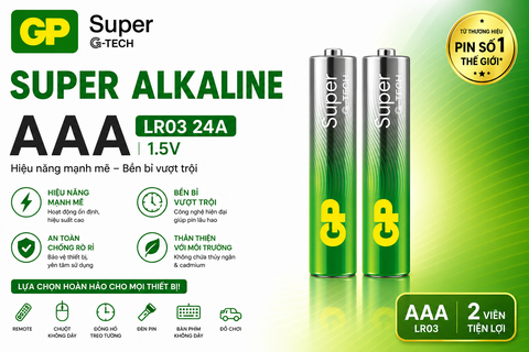 GP Pin đũa Alkaline AAA GP24AET21-2GSBC2