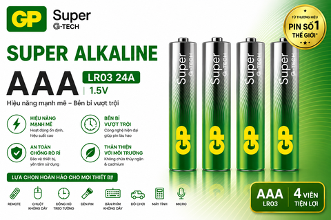 GP Pin đũa Alkaline AAA GP24AETA21-2GSBC4