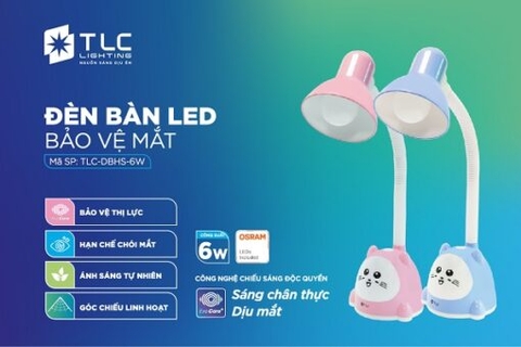 TLC Đèn bàn học sinh chống cận 6W màu xanh