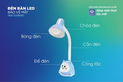 TLC Đèn bàn học sinh chống cận 6W màu xanh