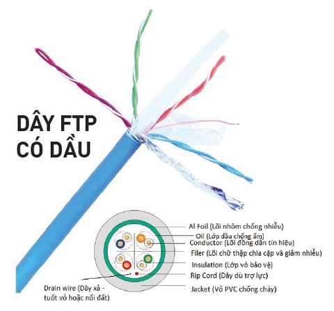 nanoco CAT5 100% CU Chống nhiễu, màu xanh (305m/cuộn)