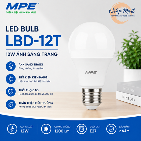 MPE Đèn LED bulb 12W trắng