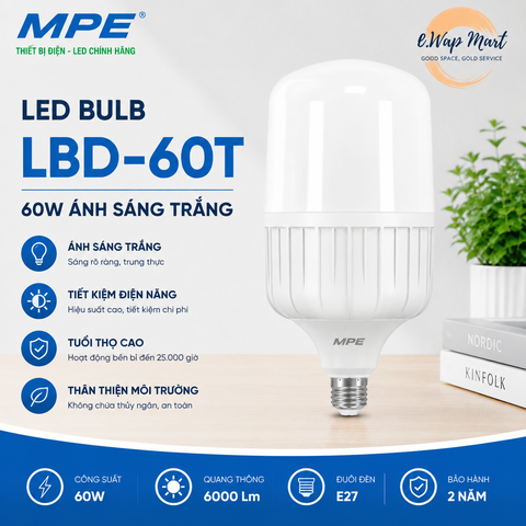 MPE Đèn LED bulb 60W trắng