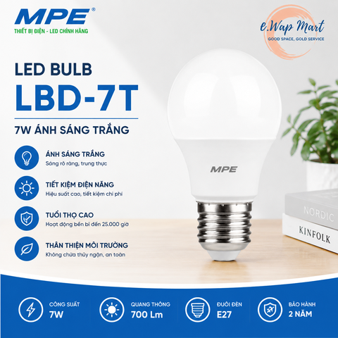 MPE Đèn LED bulb 7W trắng