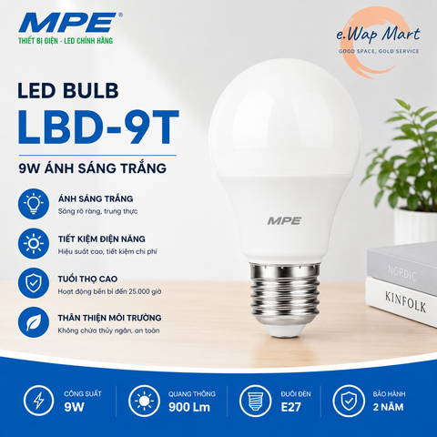 MPE Đèn LED bulb 9W trắng