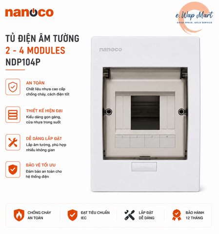 nanoco Tủ điện mặt nhựa đế nhựa 2 - 4 modules