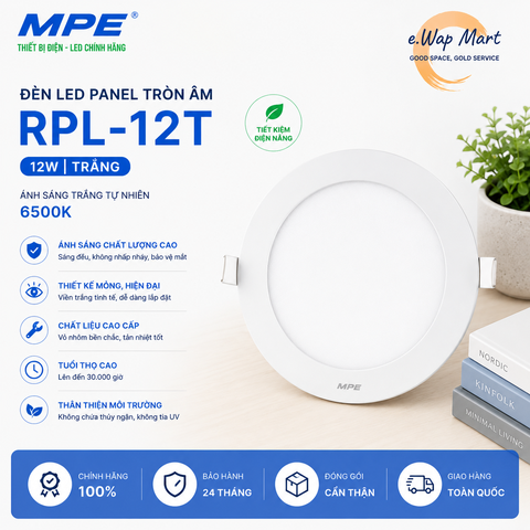MPE Đèn LED panel tròn âm 12W trắng