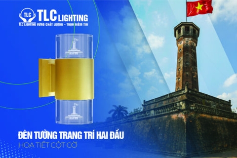 TLC Đèn trang trí hai đầu họa tiết Cột cờ Hà Nội 14W thân vàng - ba màu