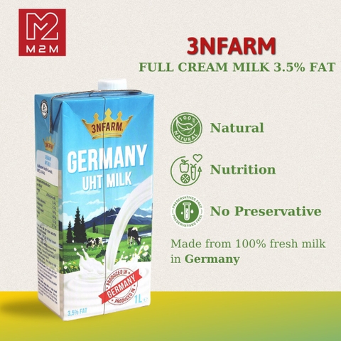 Sữa tươi nguyên kem 3NFarm - sữa Đức 1L