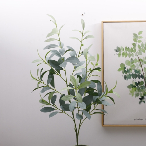 Cành lá bạc giả trang trí 80cm