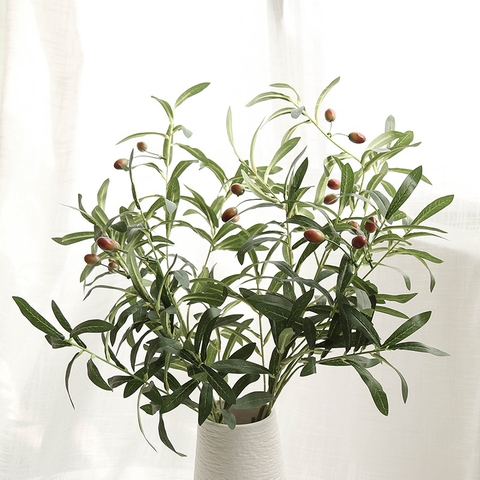 CÀNH OLIU GIẢ 10 NHÁNH 8 QUẢ HẰNG DECOR 90CM