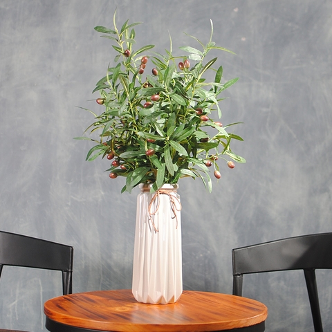 CÀNH OLIU GIẢ 10 NHÁNH 8 QUẢ HẰNG DECOR 90CM