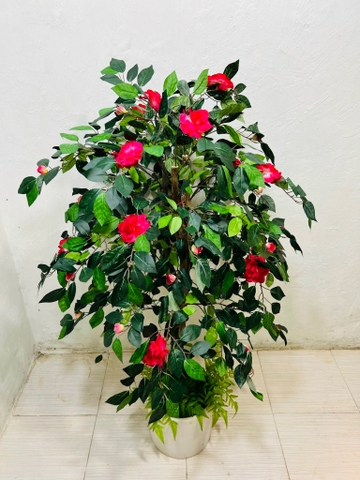 CÂY HOA ĐỖ QUYÊN GIẢ TRANG TRÍ HẰNG DECOR 1M35