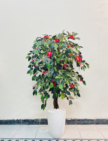 CÂY HOA ĐỖ QUYÊN GIẢ TRANG TRÍ HẰNG DECOR 1M35